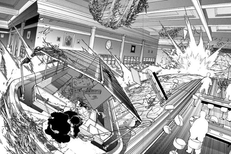 連結《SAKAMOTO DAYS 坂本日常》第247章中文掃描版，沖以長刀摧毀輪盤賭桌